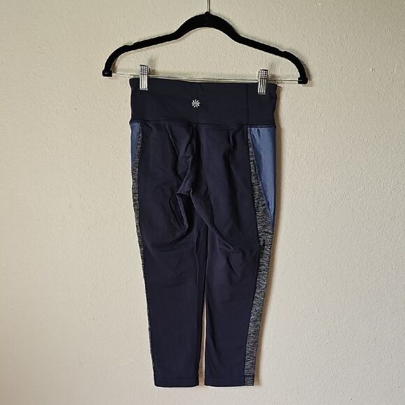 Athleta Blue Colorblock Shine Revelation Capri XS - Picture 3 of 7
